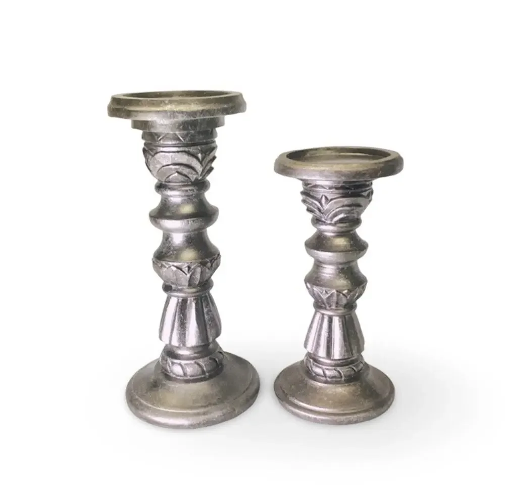 Elements Set of 2 Asst Resin Candle Holders